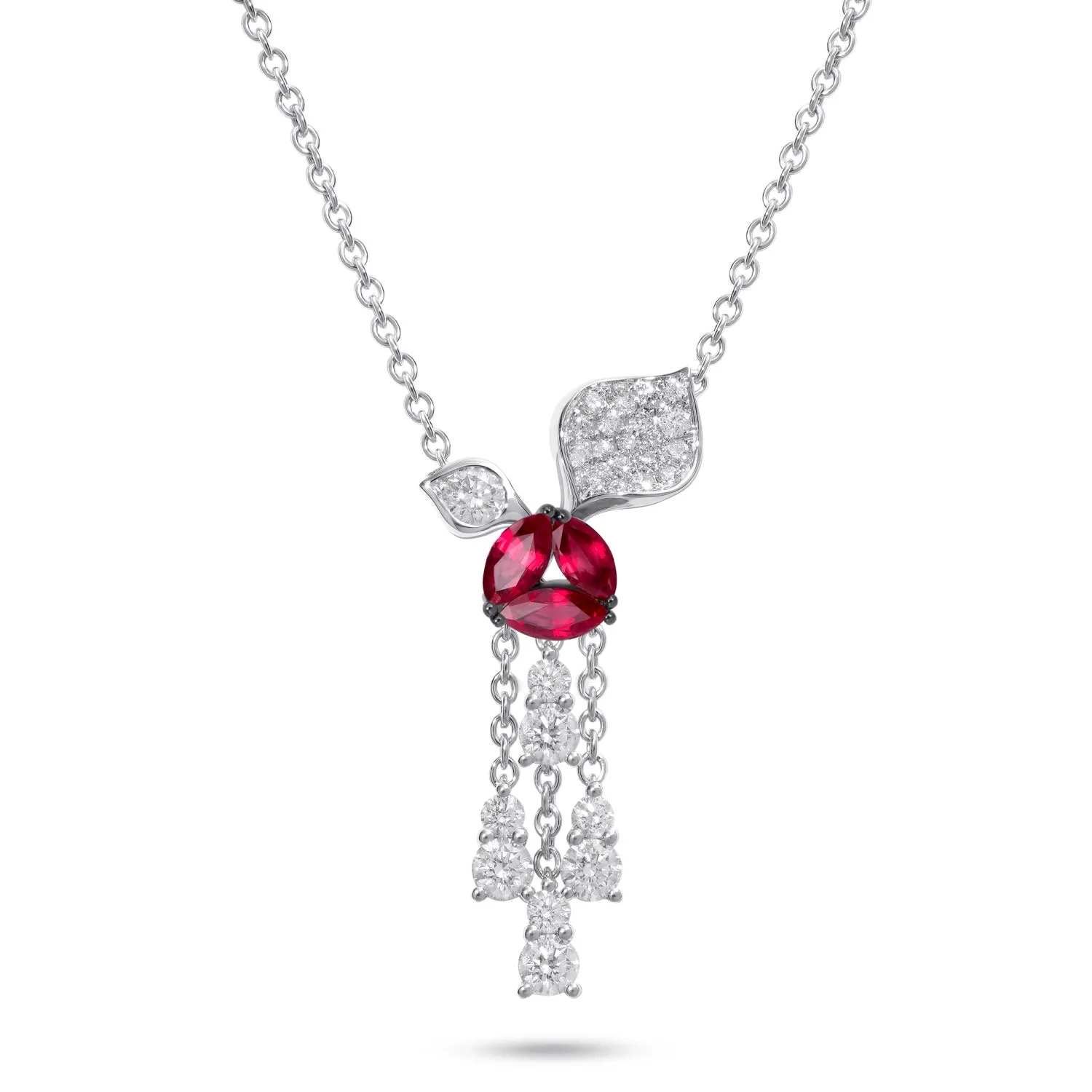 À FLEUR DE PARIS Ruby Pendant with dangling Diamonds