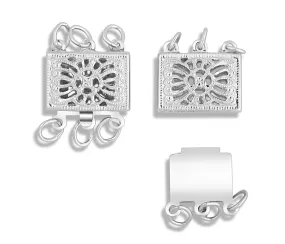 14K Gold Decorative Rectangular 3-Strand Clasp