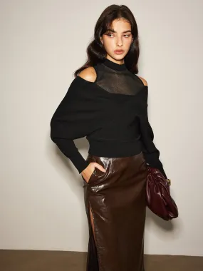 2 in 1 Cold-Shoulder Knit Top