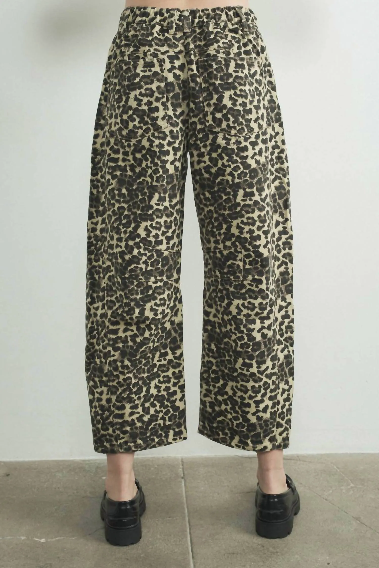 Aaron & Amber - Leopard High Rise Barrel Denim Jeans