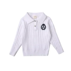 Anecdote White Wide Ribbed Knit Polo- runs slightly small