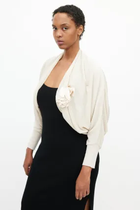 Beige Knit Flower Shrug