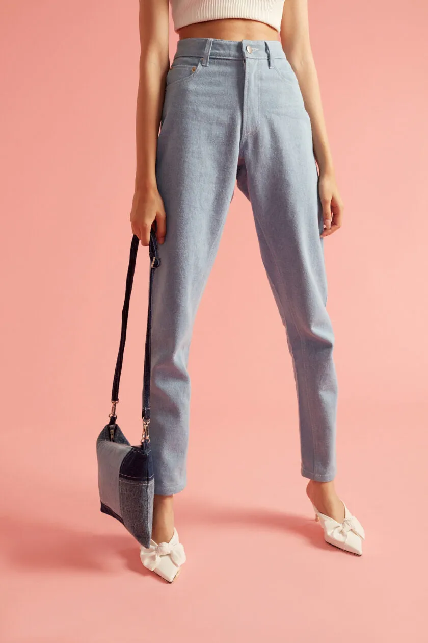 Blue Denim Patch Sling Bag