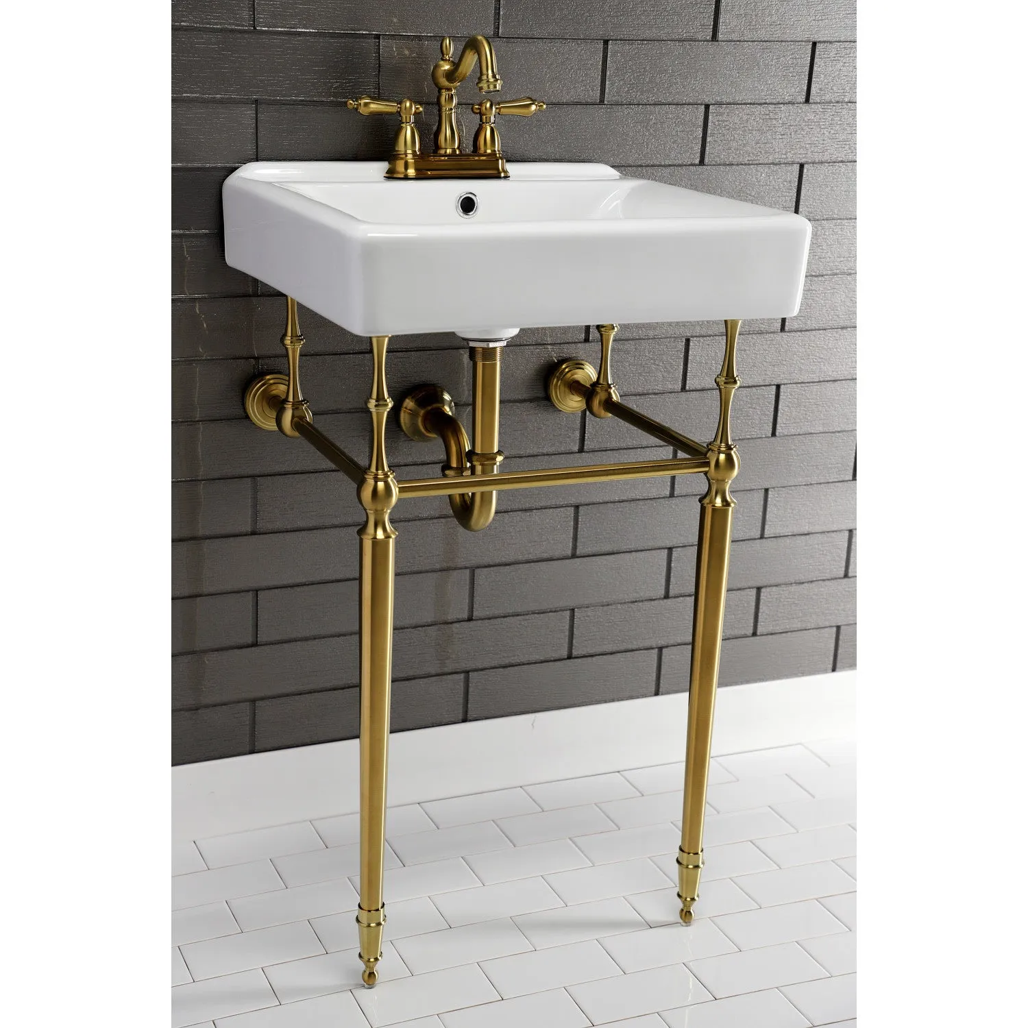 Concord EV2018W34 20-Inch Console Sink Basin (4-Inch, 3-Hole), White