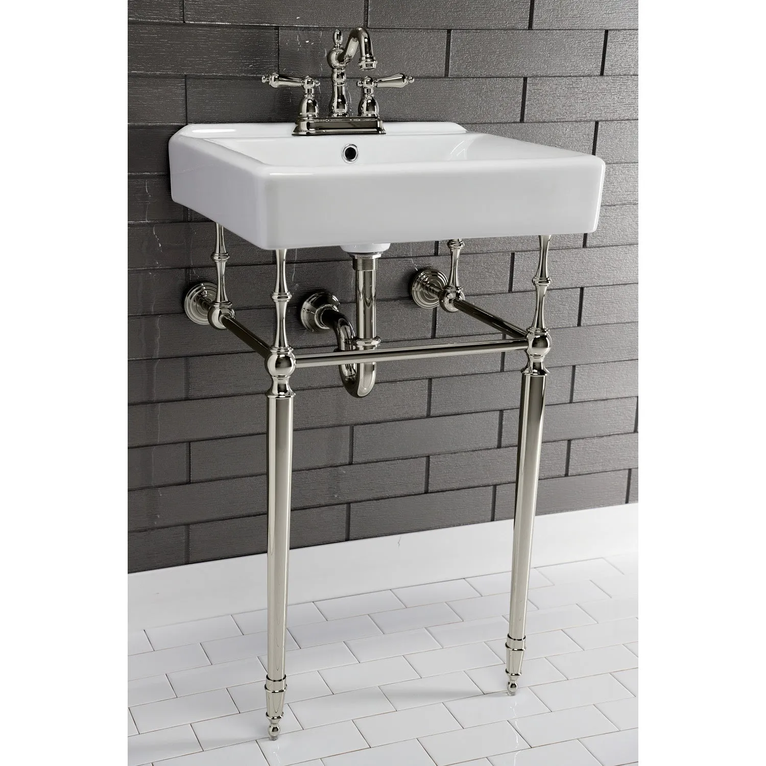 Concord EV2018W34 20-Inch Console Sink Basin (4-Inch, 3-Hole), White