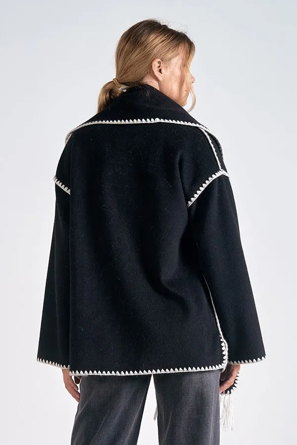 Contrast Stitch Jacket and Scarf Set