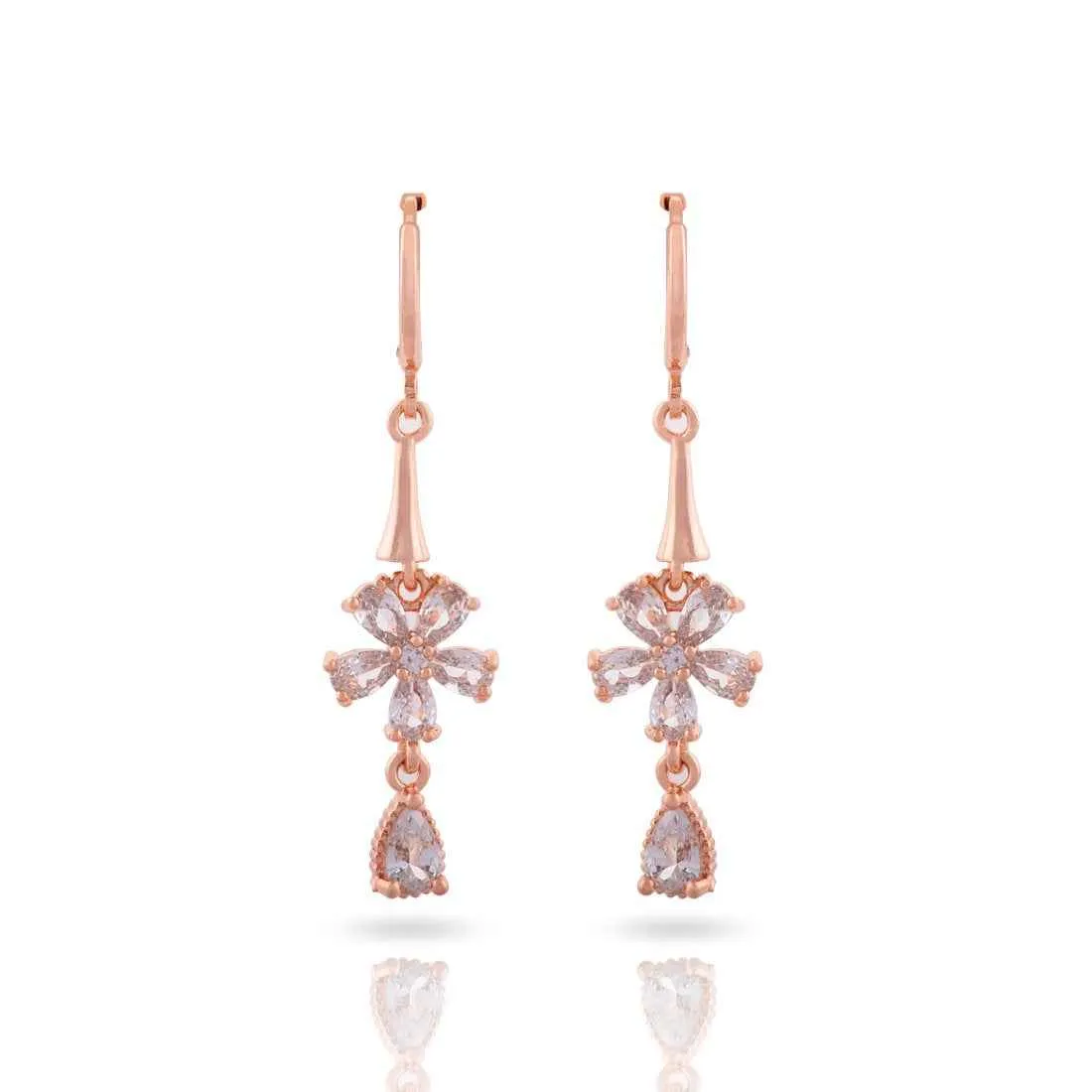 CZ Floral Hoop Earrings: Studded Women's Jewelry