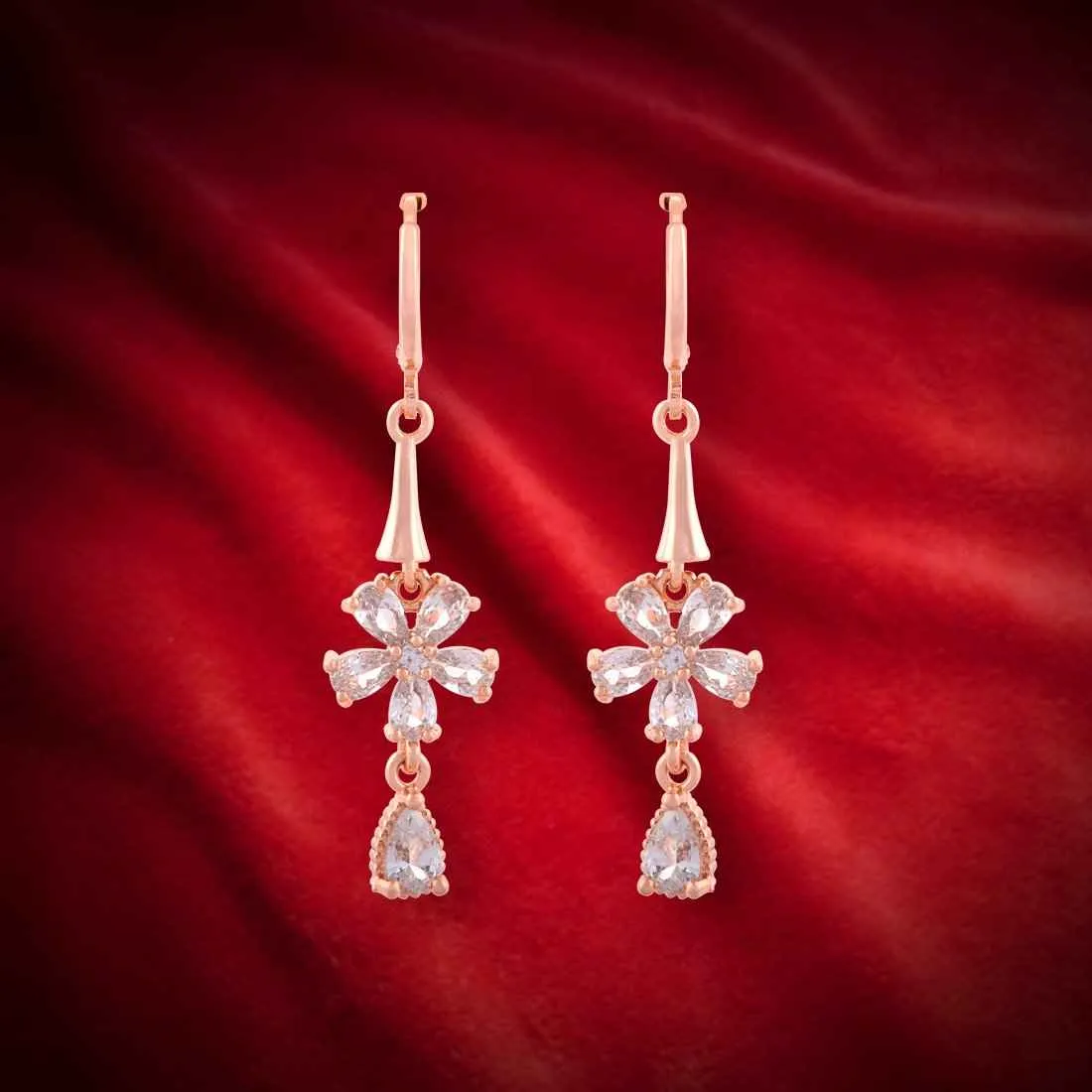 CZ Floral Hoop Earrings: Studded Women's Jewelry