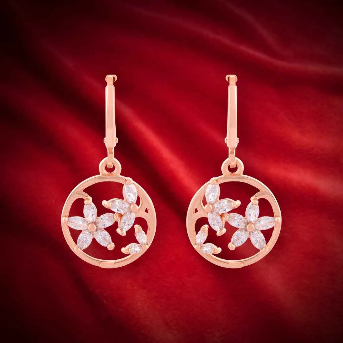CZ Floral Hoop Earrings: Women & Girls