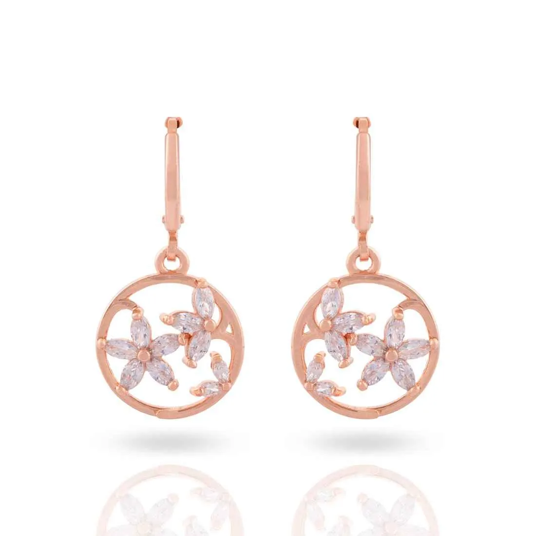 CZ Floral Hoop Earrings: Women & Girls