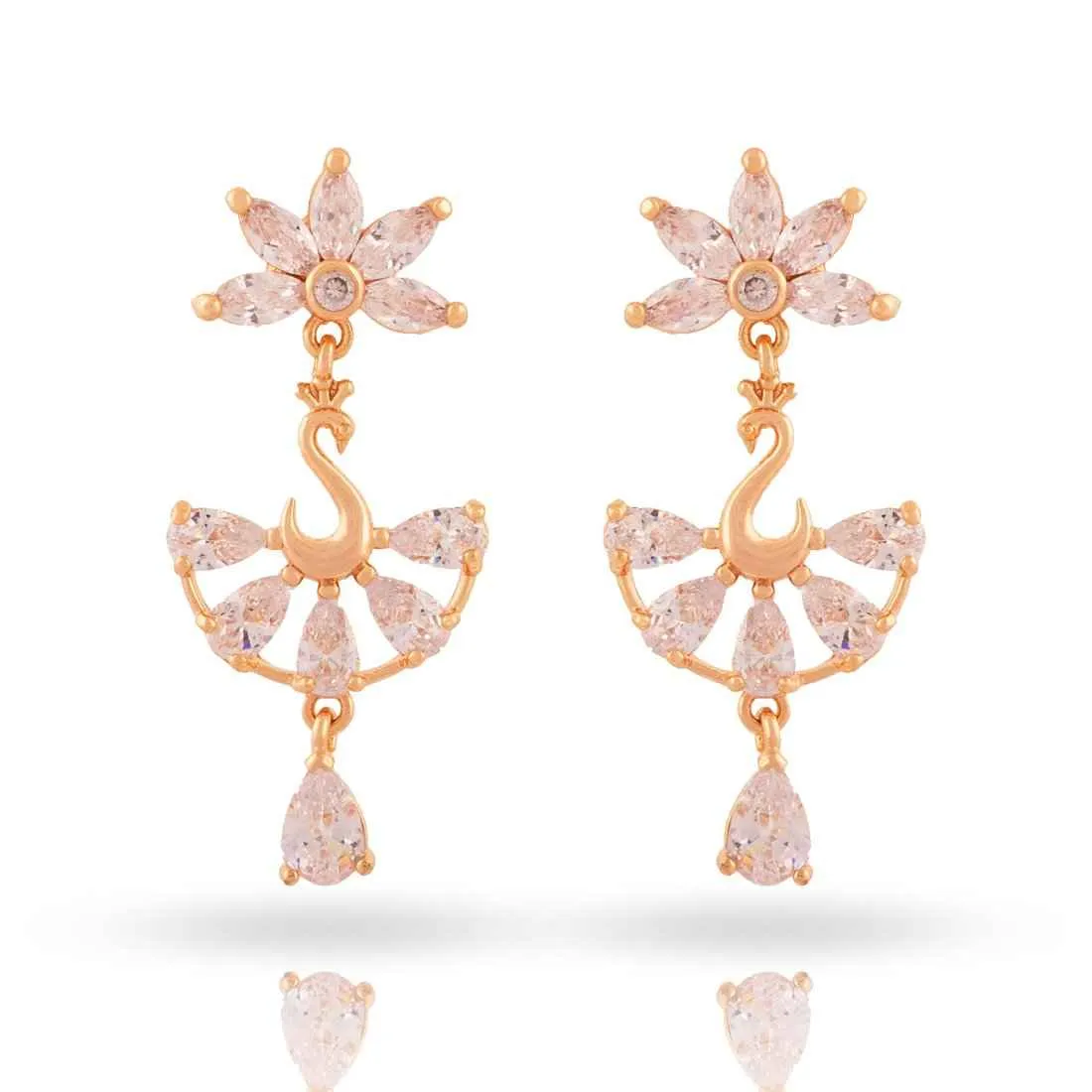 CZ Peacock Stud Earrings: Women & Girls