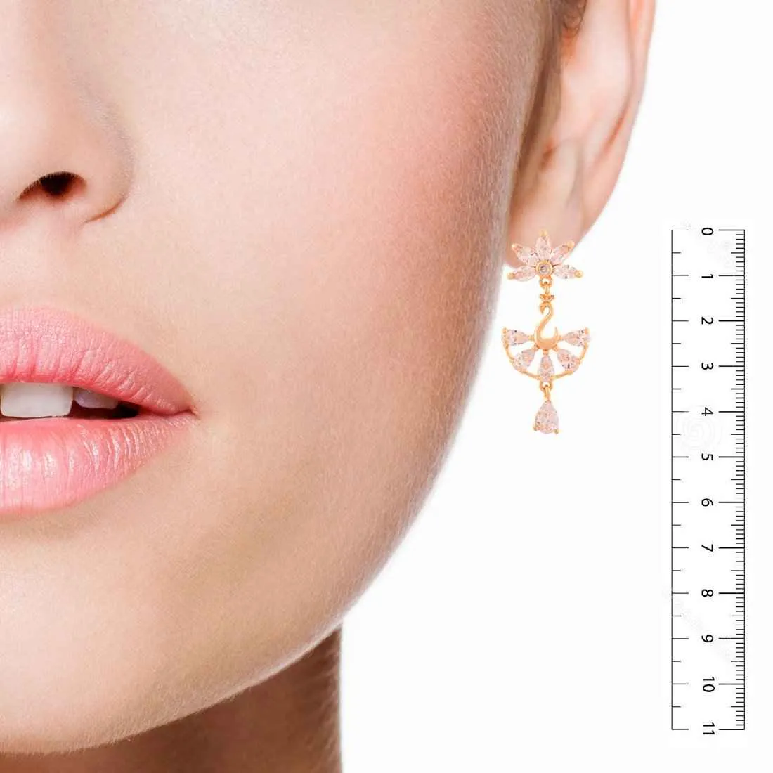 CZ Peacock Stud Earrings: Women & Girls