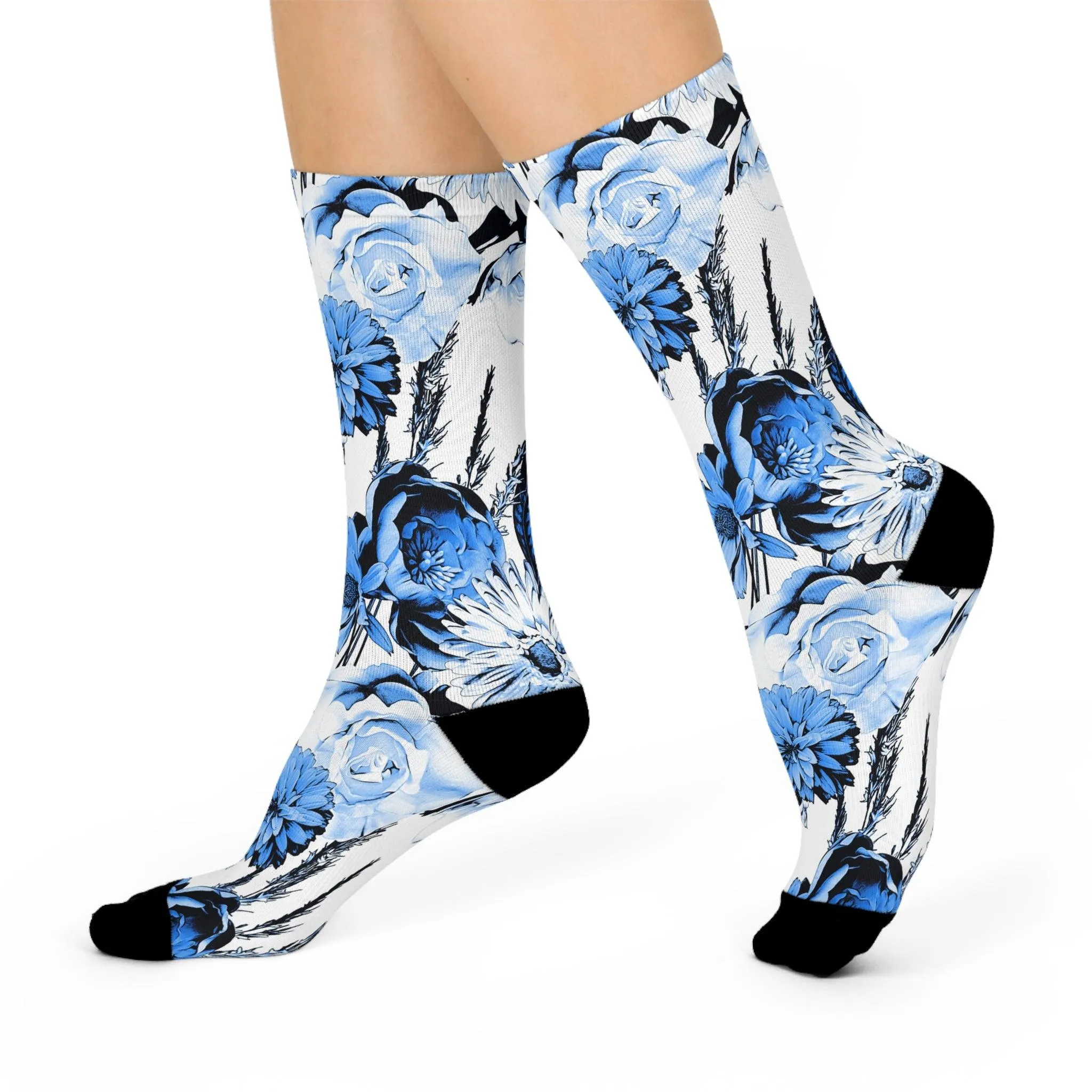 Elegant Black Accent Cozy Crew Socks