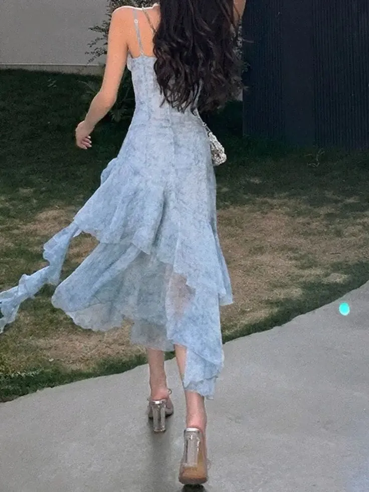 Elegant Spaghetti Straps Ruffle Chiffon Homecoming Prom Dresses, LTP3235