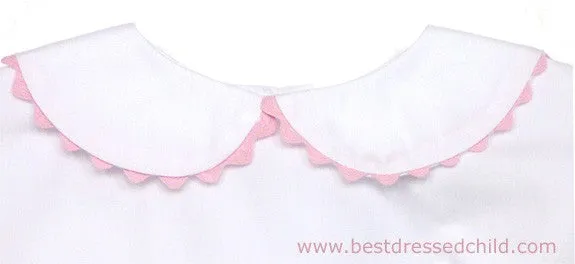 Funtasia Too Girls White Long Sleeved Blouse with Peter Pan Collar and Pink Rick Rack