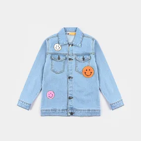 Girls Denim rigid Jacket Smiley-Ice Blue