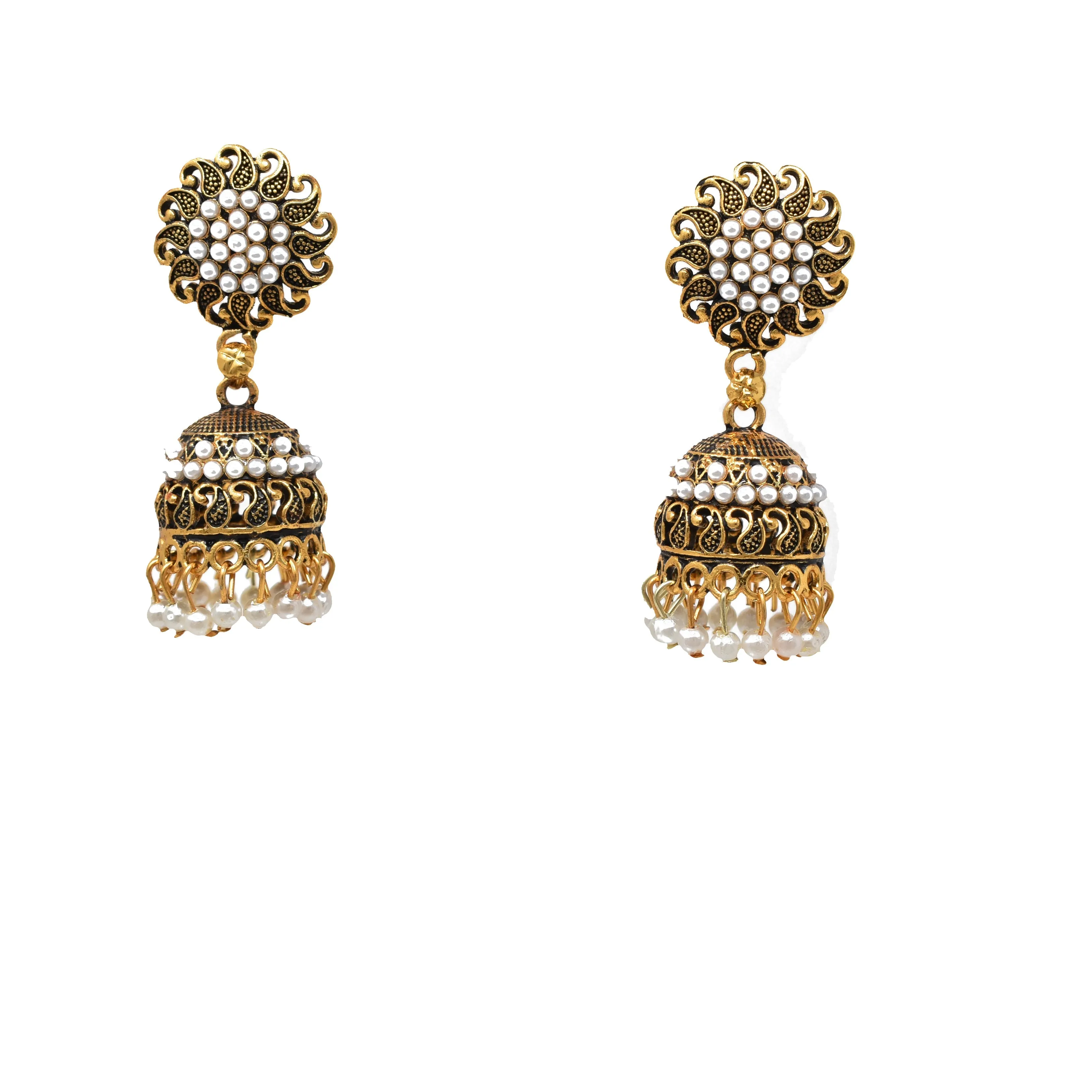 Gold-Plated Jhumkas: Oxidized Ethnic Earrings for Women