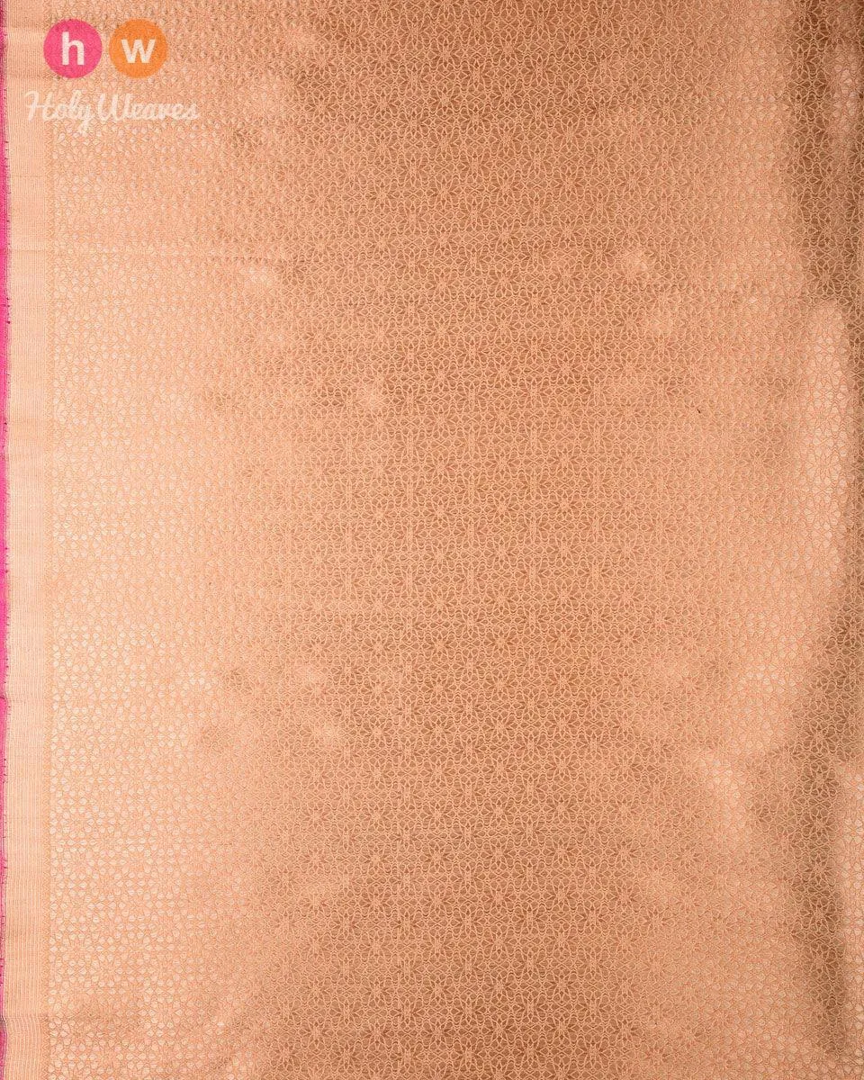 Golden Beige Banarasi Alfi Sona-Rupa Mosaic Brocade Handwoven Katan Silk Fabric