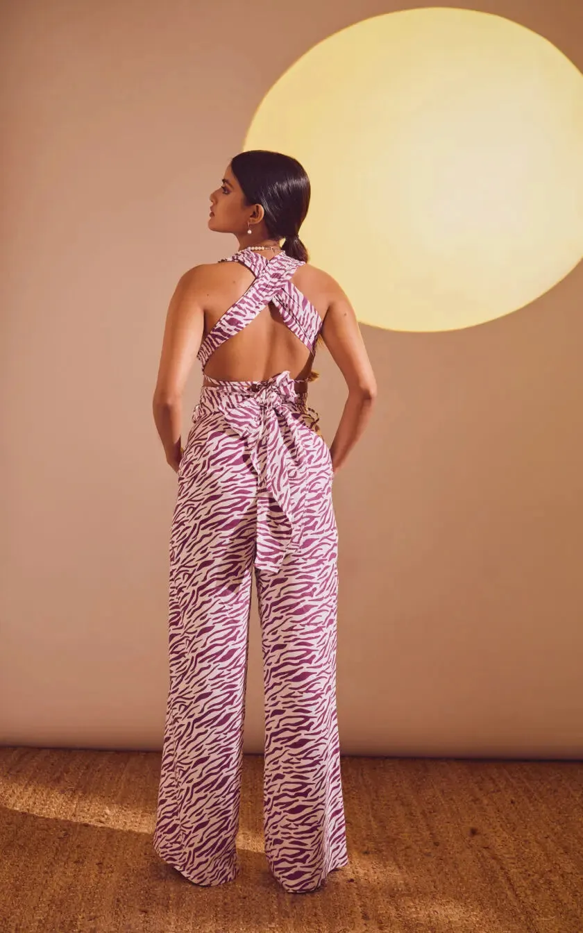 Lavender Abstract Print Wrap Up Bralette Top
