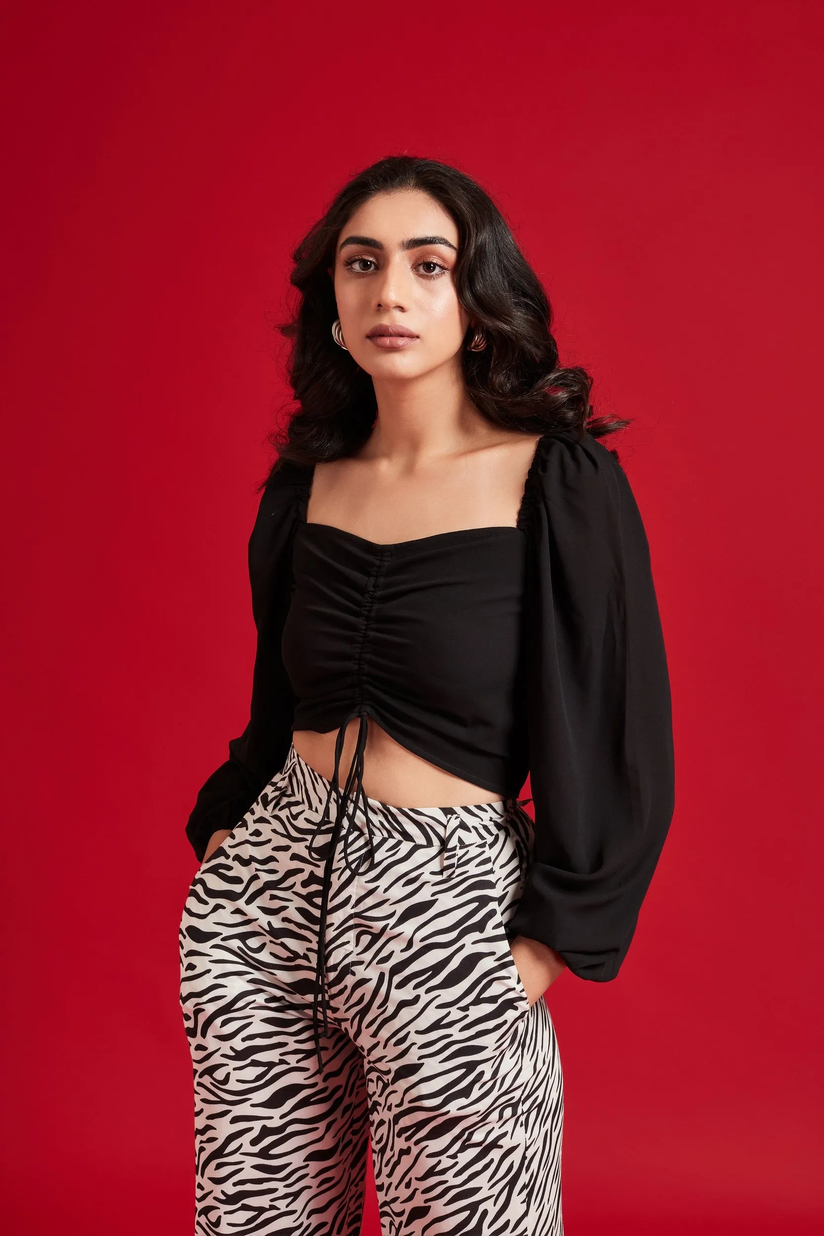 Long Sleeve Front Rushed Tunnel Top