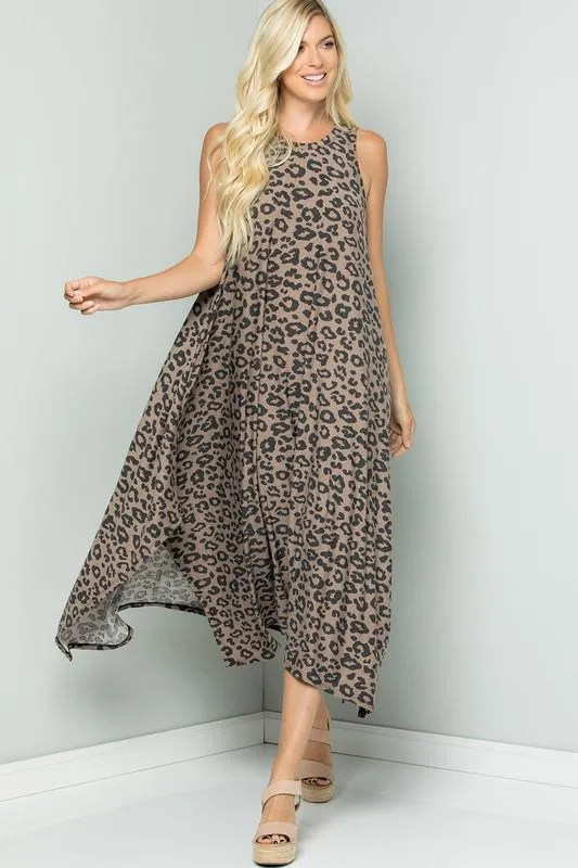 Pre-Order Leopard Tank Dress W/ Handkerchief Hem