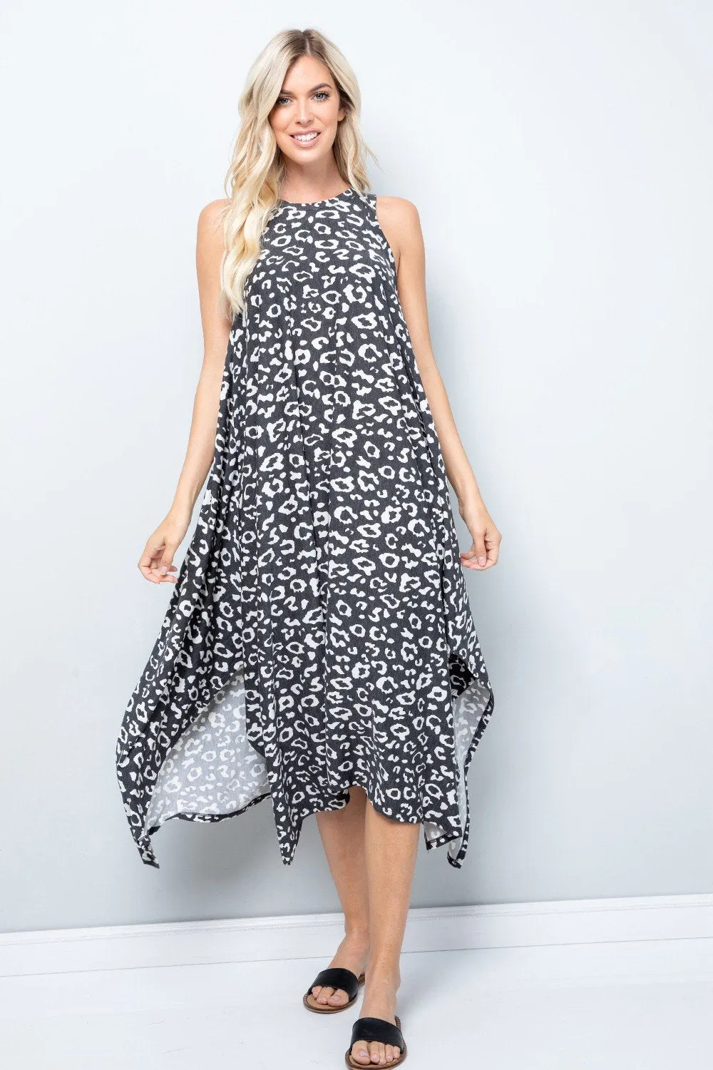Pre-Order Leopard Tank Dress W/ Handkerchief Hem