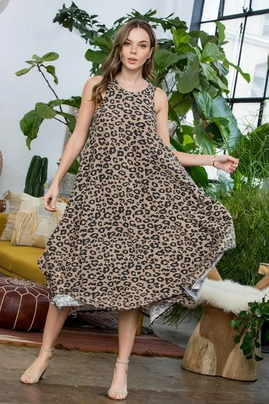 Pre-Order Leopard Tank Dress W/ Handkerchief Hem