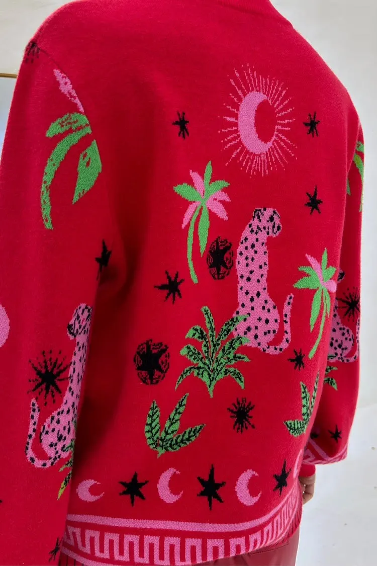 Red Solstice Knit Cardigan