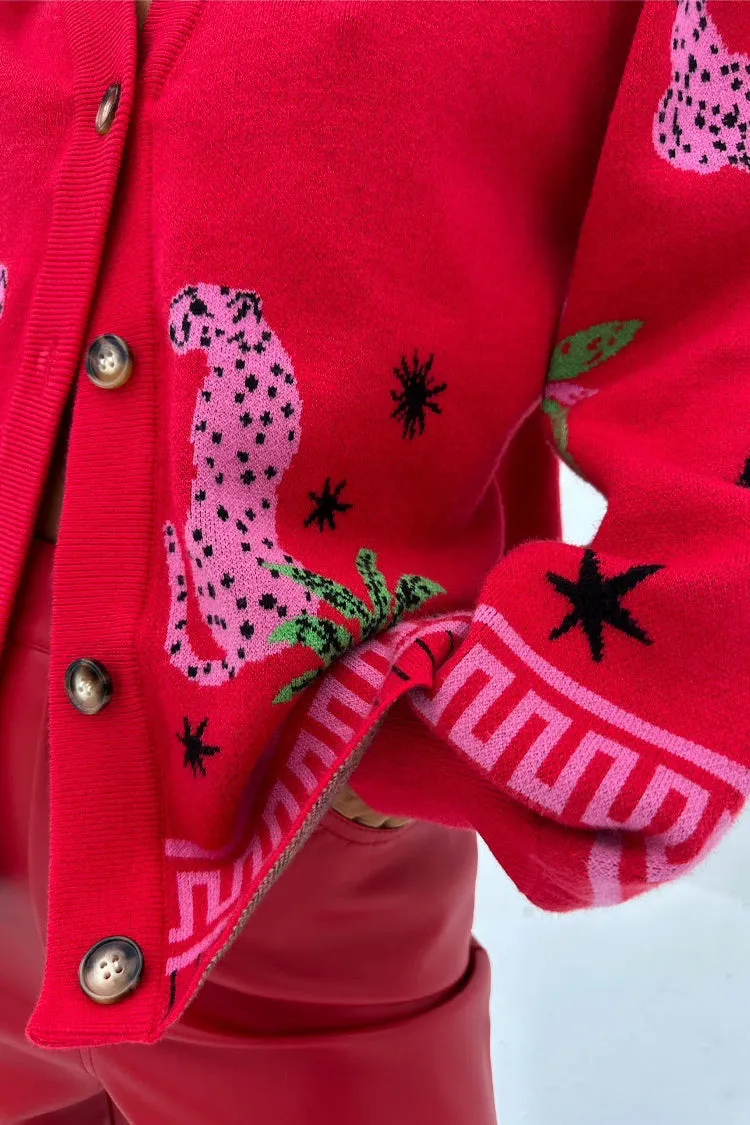 Red Solstice Knit Cardigan