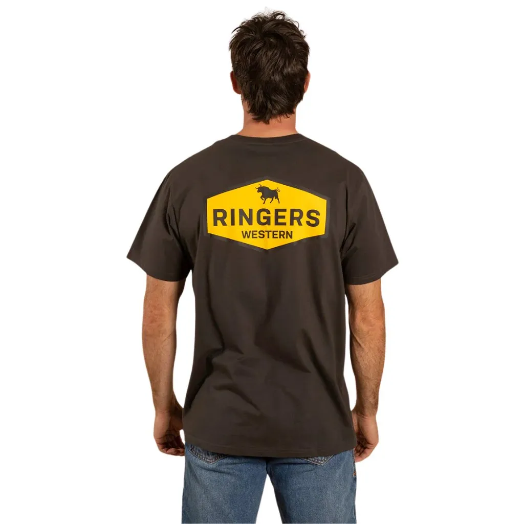 RINGERS WESTERN SERVO NMENS LOOSE FIT T-SHIRT - CHARCOAL