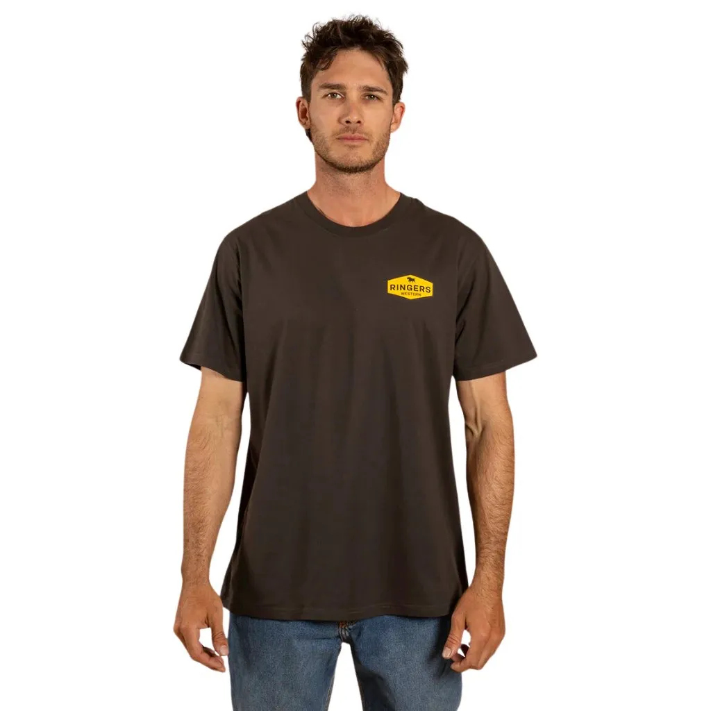 RINGERS WESTERN SERVO NMENS LOOSE FIT T-SHIRT - CHARCOAL