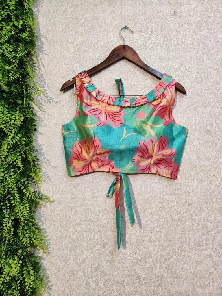 Satin Full Stitched Crop Top Blouses