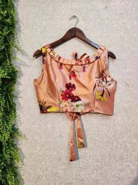 Satin Full Stitched Crop Top Blouses