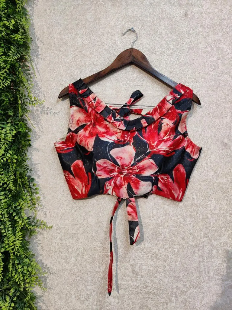 Satin Full Stitched Crop Top Blouses