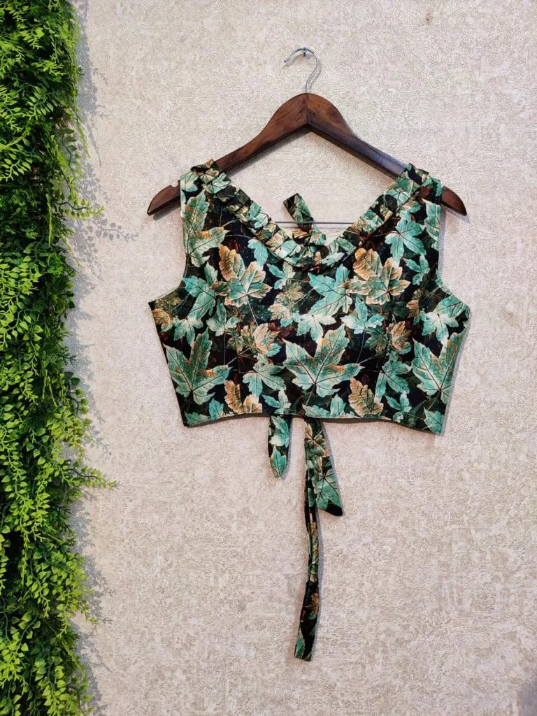 Satin Full Stitched Crop Top Blouses