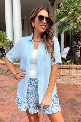 Sawyer Gauze Top, Blue