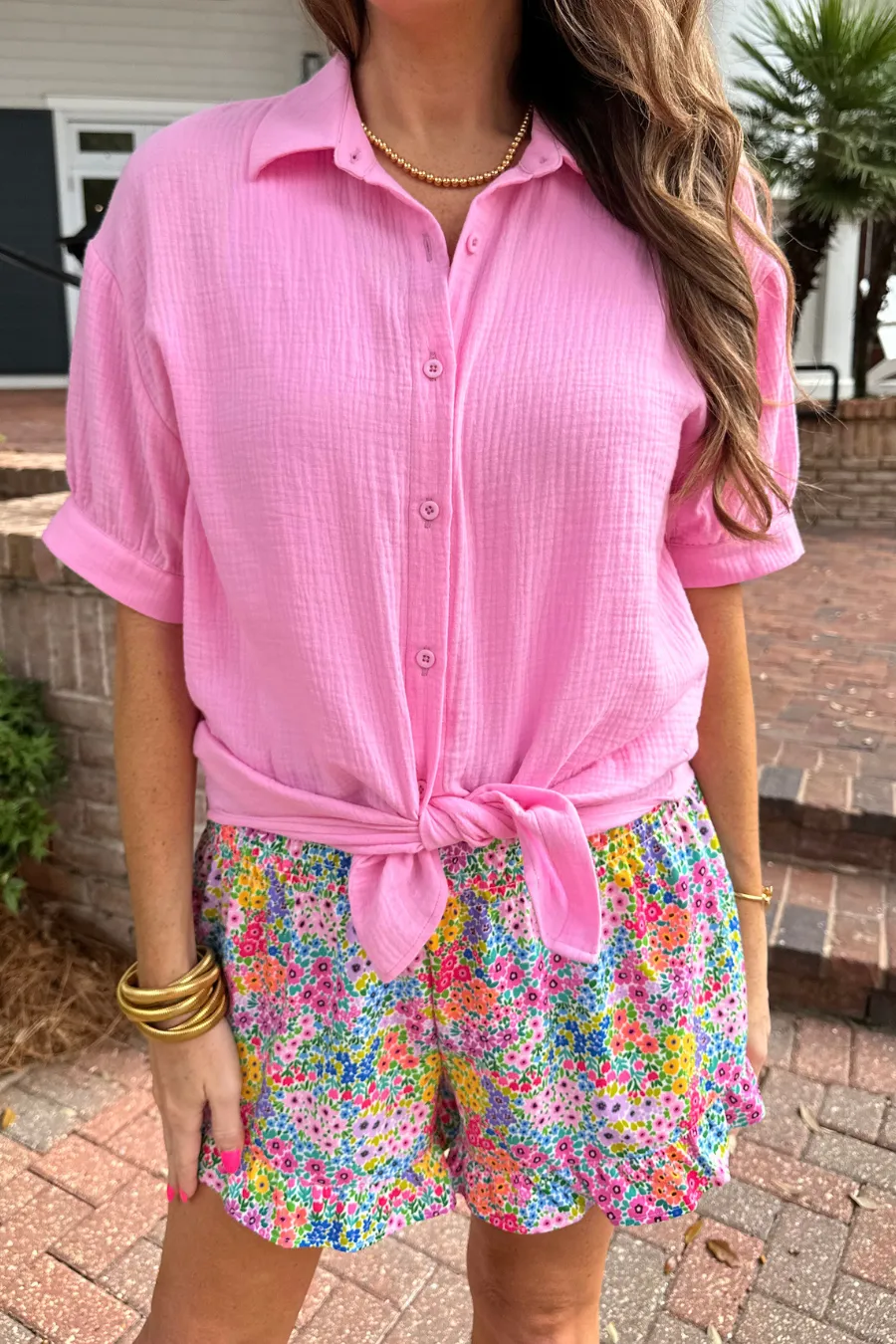 Sawyer Gauze Top, Pink