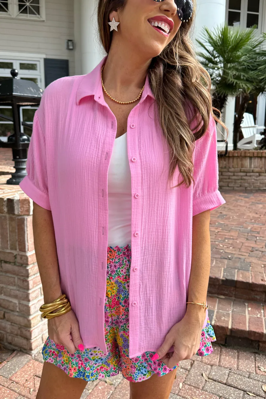 Sawyer Gauze Top, Pink