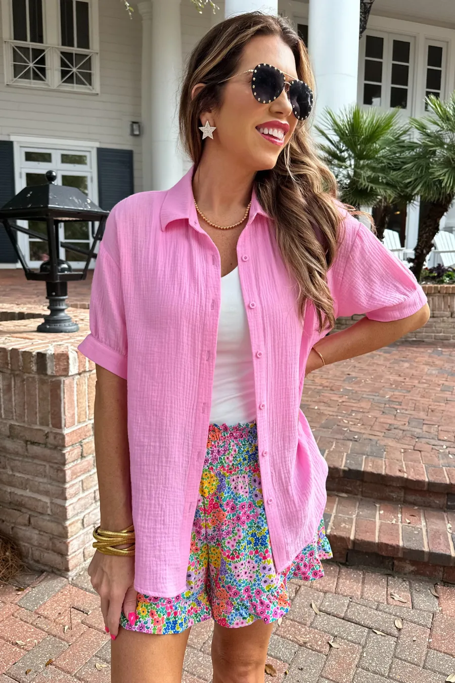 Sawyer Gauze Top, Pink