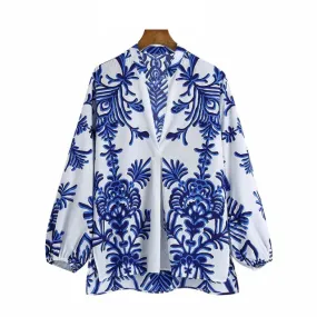 TOTEM PRINTED ASYMMETRIC BLOUSE
