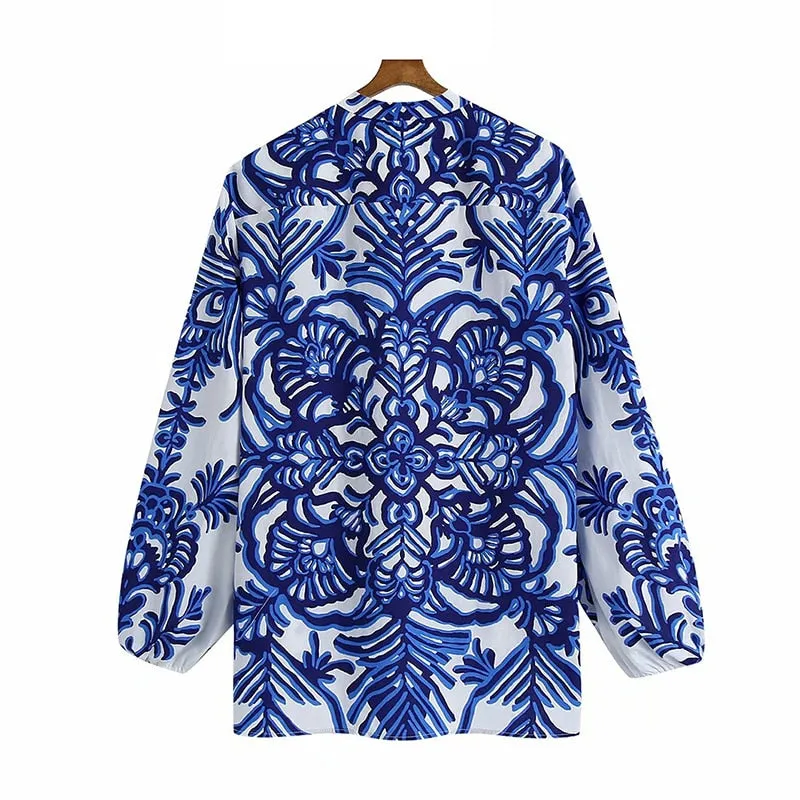 TOTEM PRINTED ASYMMETRIC BLOUSE