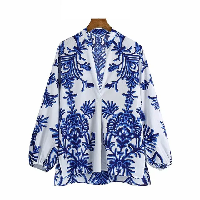 TOTEM PRINTED ASYMMETRIC BLOUSE