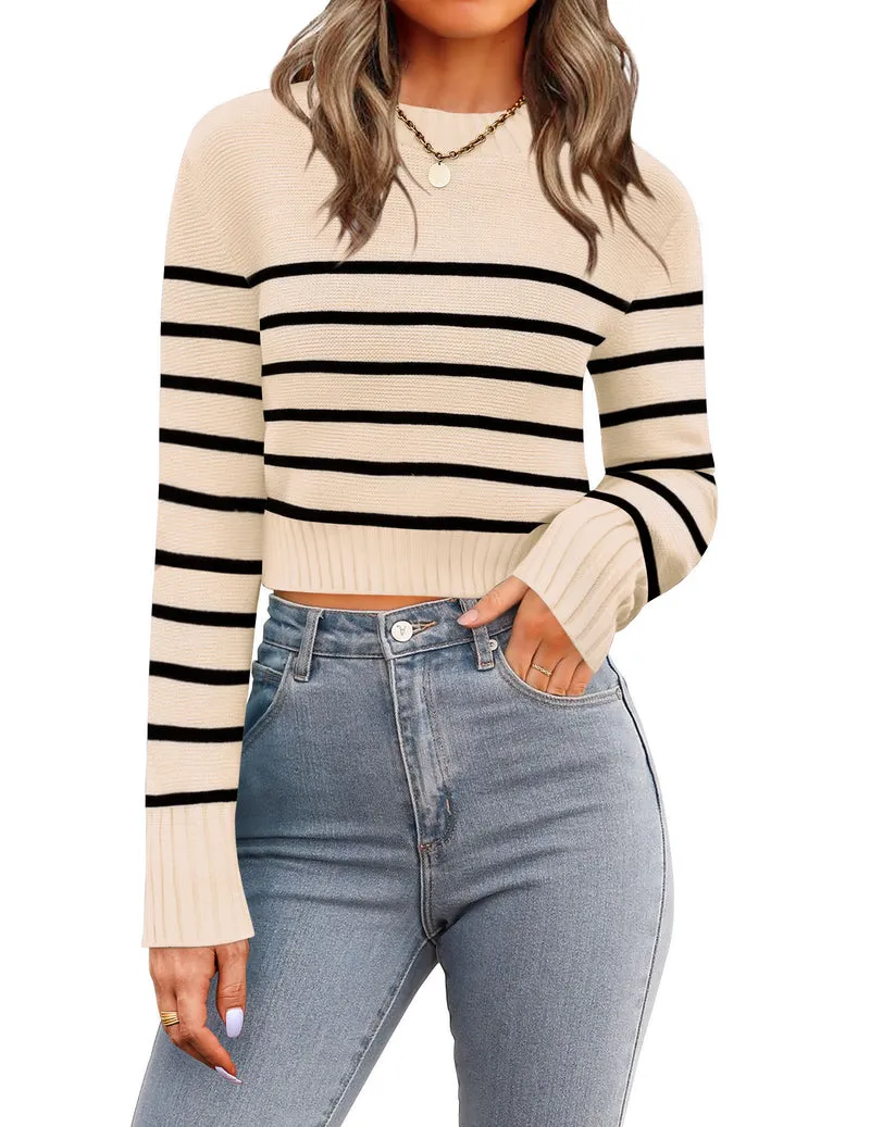 Zeagoo Women's 2024 Fall Crewneck Cropped Sweater