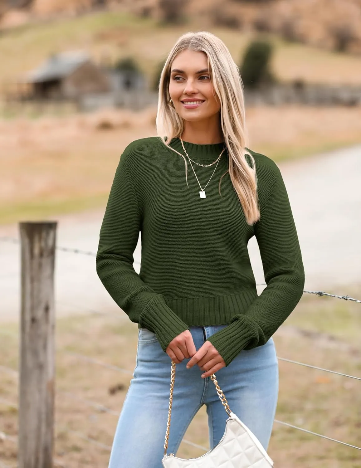 Zeagoo Women's 2024 Fall Crewneck Cropped Sweater